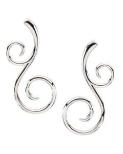 Scroll Metal Fashion Earring Sterling Silver & 14K White Gold Right Earring
