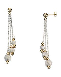 Dangle Earrings Sterling Silver & 14K Yellow Gold 
