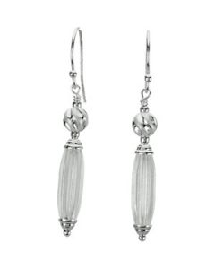 Dangle Earrings W/Satin Finish Sterling Silver  Pair;P;Dangle Earrings W/Satin Finish