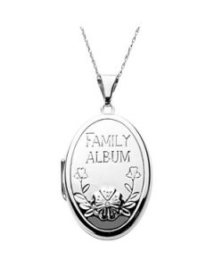 Oval Family Locket With Diamond Sterling Silver  34.85X22.85