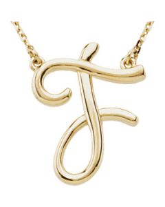 Gold Fashion Script Initial Necklace 14K Yellow Gold F Gold Fashion Script Initial Necklace
