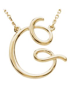 Gold Fashion Script Initial Necklace 14K Yellow Gold G Gold Fashion Script Initial Necklace