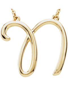 Gold Fashion Script Initial Necklace 14K Yellow Gold N Gold Fashion Script Initial Necklace