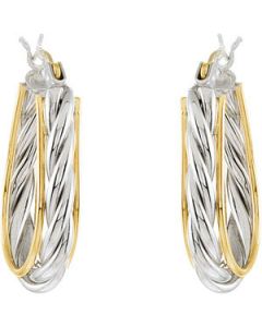 14Ky Gold & Sterling Sivler Hoop Earrings Ster_14Ky Gold Gold 