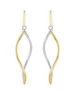 14Ky Gold And Sterling Silver Dangle Earrings Ster_14Ky Gold Gold Pair 40.50X15.50 Mm