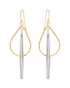 14Ky Gold & Sterling Silver Dangle Earrings 14Ky Gold_Ster Gold 