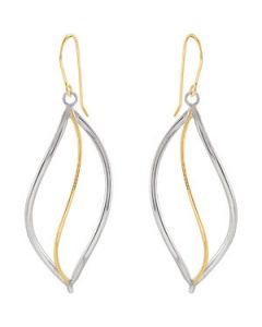 14Ky Gold & Sterling Silver Dangle Earrings 14Ky Gold_Ster Gold Pair 39.50X16.50 Mm