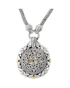 Sterling Silver Fashion Necklace W/18Ky Accents Sterling Silver & 18K Yellow Gold 18 Inch Sterling Silver Fashion Necklace W/18Ky Accents