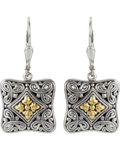 Sterling Silver And 18Ky Fashion Earrings Sterling Silver & 18K Yellow Gold Pair Sterling Silver & 18Ky Fashion Earrings