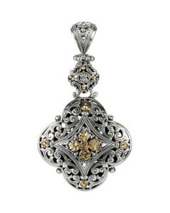Sterling Silver Fashion Pendant With 18Ky Accents Sterling Silver & 18K Yellow Gold 66.00X37.00 Mm Sterling Silver Fashion Pendant W/18Ky Accents