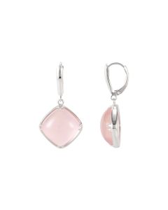 14mm Rose Quartz Cabochon Lever Back Earrings