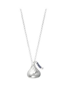 Flat Back Hershey'S Kiss Necklace Sterling Silver  15.00X16.70Mm Hershey'S Kiss Necklace