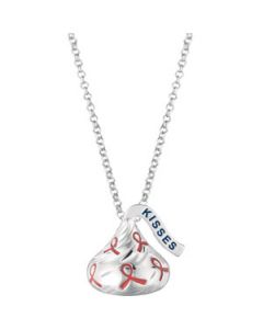 Hershey'S Kiss Breast Cancer Awareness Necklace Sterling Silver  15.50X17.70Mm Hershey'S Kiss Breast Cancer Awareness Necklace