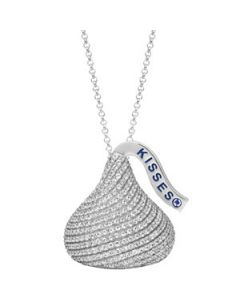 Flat Back Cz Hershey'S Kiss Necklace Sterling Silver  21.50X22.25Mm Flat Back Cz Hershey'S Kiss Necklace