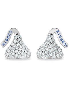 Flat Back Cz Hershey'S Kiss Stud Earrings Sterling Silver  Pair 12.35X12.80 Mm Flat Back Cz Hershey'S Kiss Stud Earrings