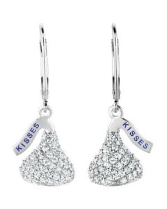 Flat Back Cz Hershey'S Kiss Leverback Earrings Sterling Silver  Pair 14.80X12.40 Mm Flat Back Cz Hershey'S Kiss Leverback Earrings