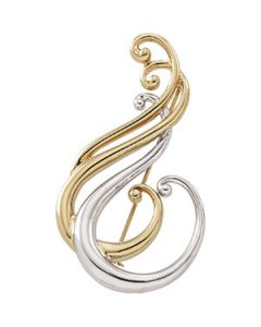 Two Tone Brooch 14K Yellow/White Gold 29.00X52.00 Mm