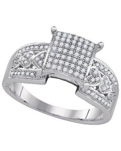 Wedding set 0.30ctw-dia micro-pave bridal ring real Diamond White-gold 10K real new