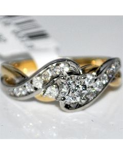 Engagement Ring Two tone Round 0.75ct with 0.4ct Solitaire White Yellow Gold