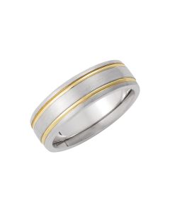 Sterling Silver & 14kt Yellow Precious Bond Inlay Band Size 12
