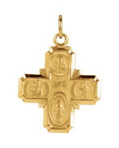 14kt Yellow 18x18mm Four-Way Cross Medal