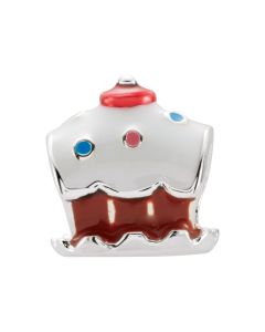 Sterling Silver 11x12mm White Cupcake Enameled Bead