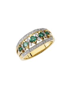 14kt Yellow Emerald & 1/4 CTW Diamond Anniversary Band
