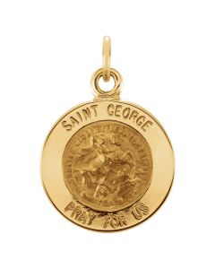 14kt Yellow 12mm Round St. George Medal