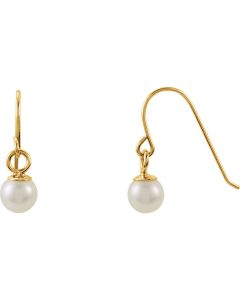 14kt Yellow 4mm Pearl Youth Earrings