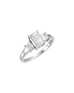 14kt White Created Moissanite 3-Stone Anniversary Ring