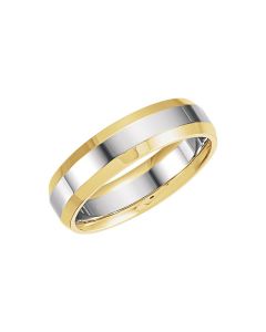 14kt White & Yellow  6mm Comfort-Fit Band Size 9