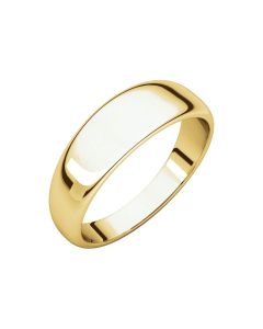 10kt Yellow 6mm Half Round Tapered Band