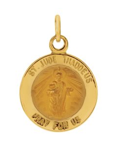 14kt Yellow 12mm Round St. Jude Thaddeus Medal