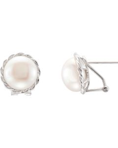 Sterling Silver 11mm Freshwater Pearl Earrings