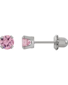 14kt White 5mm Pink Cubic Zirconia Inverness Earrings