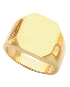 Gents Signet Ring W/Brush Finished Top 10K Yellow Gold 16.00X14.00 Mm