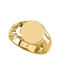 Gents Signet Ring W/Brush Finished Top 14K White Gold 13.00 Mm