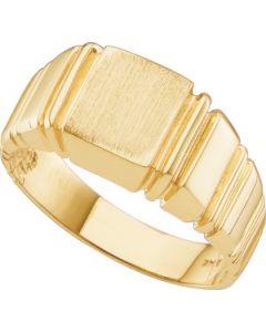 Gents Signet Ring W/Brush Finished Top 14K White Gold 09.00 Mm