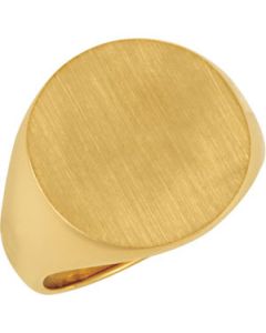 Gents Solid Signet Ring W/Brush Finished Top 10K Yellow Gold 18.00 Mm