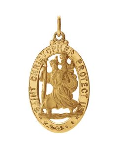 14kt Yellow 21x15mm Oval St. Christopher Medal