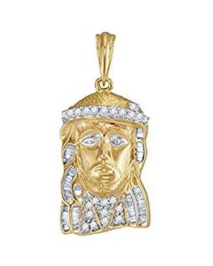 10kt Yellow Gold Mens Diamond Jesus Christ Charm Pendant 1/2 Cttw 