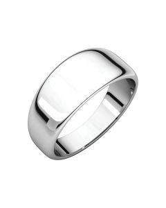 14kt White 8mm Half Round Tapered Band