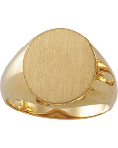 Gents Signet Ring W/Brush Finished Top 10K Yellow Gold 16.00X14.00 Mm