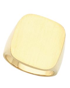 Gents Signet Ring W/Brush Finished Top 14K Yellow Gold 20.00 Mm