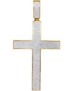 10kt Yellow Gold Mens Diamond Classic Roman Cross Charm Pendant 2-1/4 Cttw 