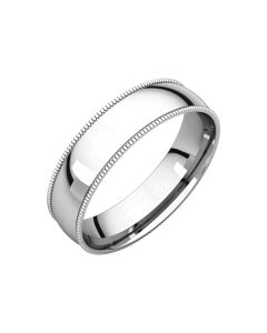 10kt White 5mm Light Comfort Fit Milgrain Band