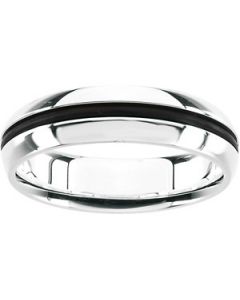 Gents Sterling Silver And Rubber Fashion Ring Sterling Silver  Size 11.00;P;Gents Sterling Silver And Rubber Fashion Ring