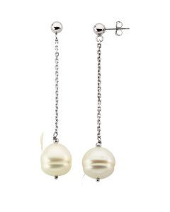 14kt White 9-11mm Freshwater Cultured Pearl Dangle Earrings