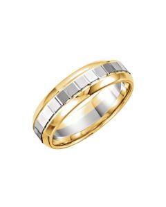 14kt Yellow & White 6mm Design Band Size 7.5