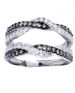 Cognac Diamond Jacket Ring 14K White Gold 0.5ctw 14mm Wide 